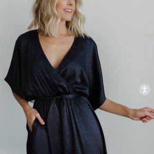 Baltic Born Blue Satin Kimono Maxi Dress